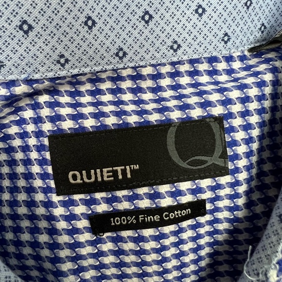 Quieti Blue & White Houndstooth Check Shirt XL - Picture 3 of 4